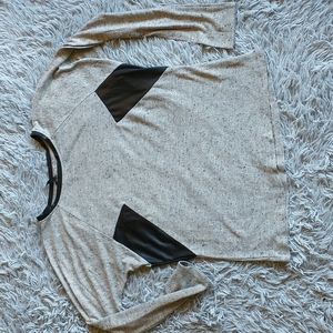 Brown Black Business Casual Heathered Lightweight Long Sleeve Knit Top